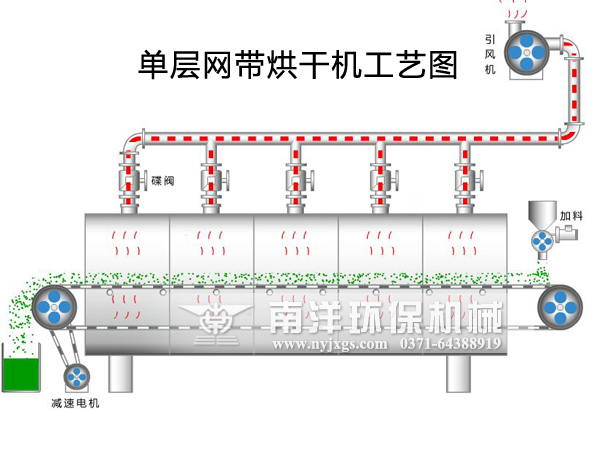 單層網帶（dài）烘幹機工藝圖
